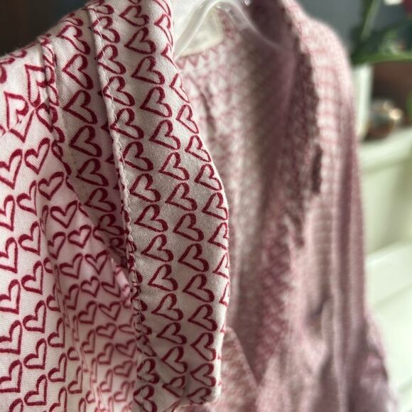 Just Living Heart All Over Print Relaxed Notched Collar Blouse S - Picture 8 of 15